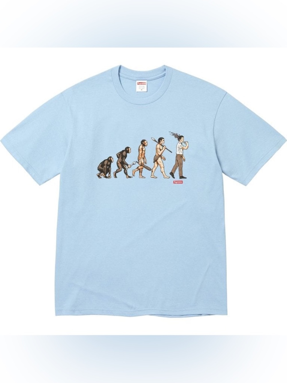 SUPREME Evolution Tee Cotton Logo T-Shirt Powder Blue SS26 Men’s Size XXL